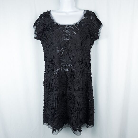 Mesh Ribbon Trim Sheer Mini Dress Medium Large Gothic Whimsigoth Fairy Grunge - Picture 1 of 16